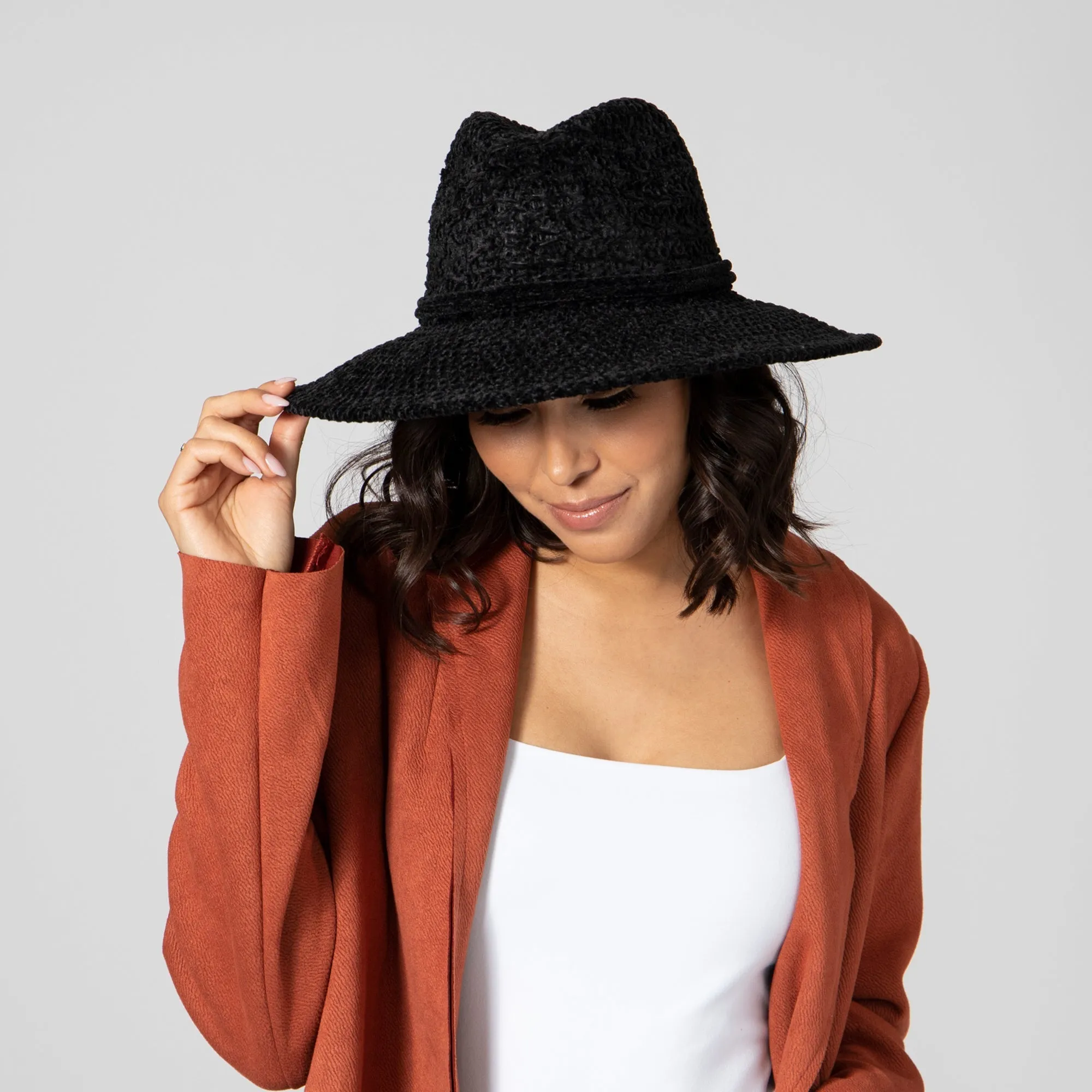 Women's Chenille Knit Wide Brim Fedora